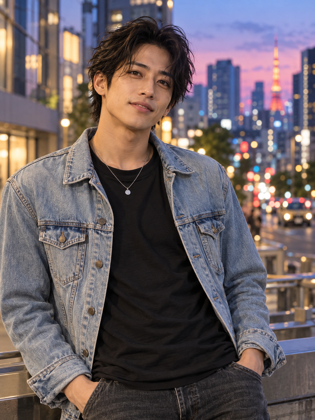 Kenji Mori, fictional AI showcase model in japan · casual styling